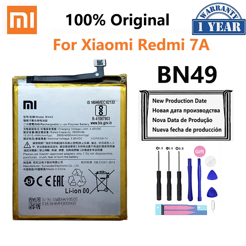 

100% Orginal Xiao mi BN49 4000mAh Battery For Xiaomi Redmi 7A Redmi7A High Quality Phone Replacement Batteries