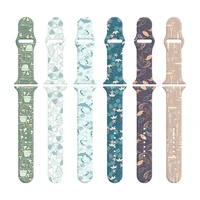 for apple watch band 7 se 6 5 4 3 silicone animal floral print 45mm 44mm 42mm bracelet band for iwatch band 38mm 40mm 41mm