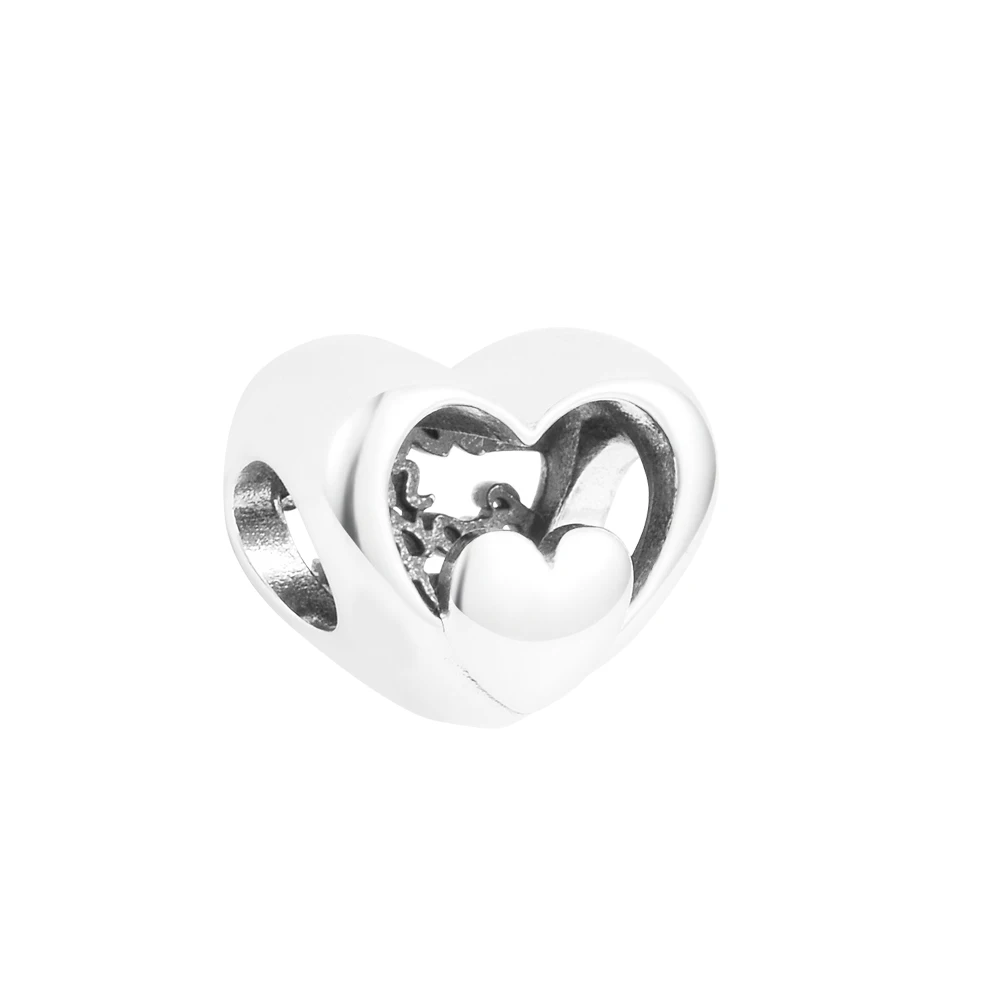 

Подходит для браслетов Pandora, ажурное сердце и шрифт, очаровательное Оригинальное женское украшение «сделай сам», платформа ко Дню Святого Валентина