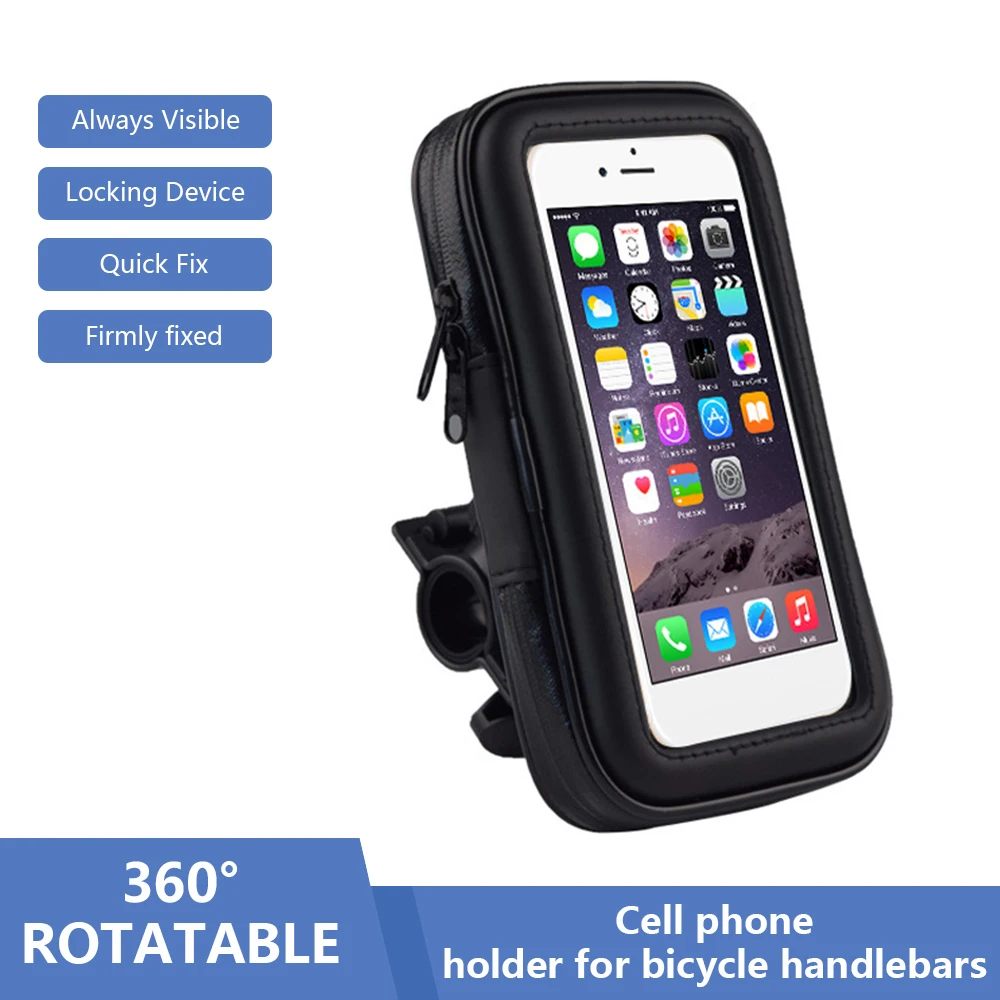 

Waterproof Bike/Motorcycle Bag Phone Holder 360 Degree Rotatable Touch Screen Motorcycle Bicycle Handlebar Phone Case