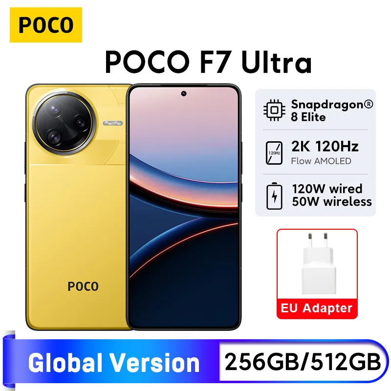 Фото POCO F7 Ultra 5G глобальная версия мобильного телефона Snapdragon ®   8 Элитная проводная зарядка мощностью 120 Вт, камера AMOLED с точечным дисплеем 6,67 дюйма, 50 МП, IP68 NFC №1