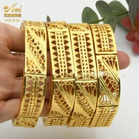 african 24k gold plated bangles bracelet for women hollow ethiopian geometric new luxury arabic dubai gold color wedding jewelry