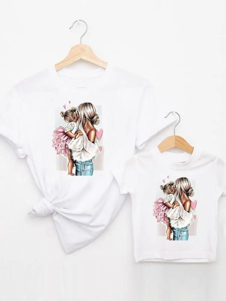 

Women Love Kid Child Girl Daughter Spring Clothing Summer Family Matching Outfits Mom Mama Mother Tshirt Tee T-shirt Clothes
