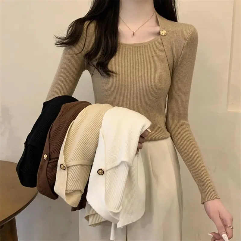 

Женские футболки, топы, японская женская Повседневная футболка Ulzzang с высоким воротом и длинным рукавом, Женская Корейская одежда в стиле Ха...