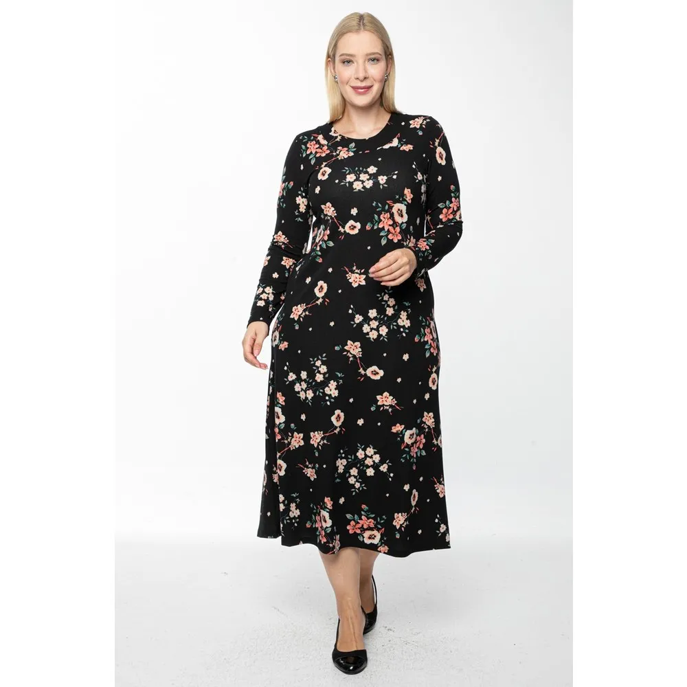 

Dorlie Women Black Long, Small Color Rose Printed Crepe Dress