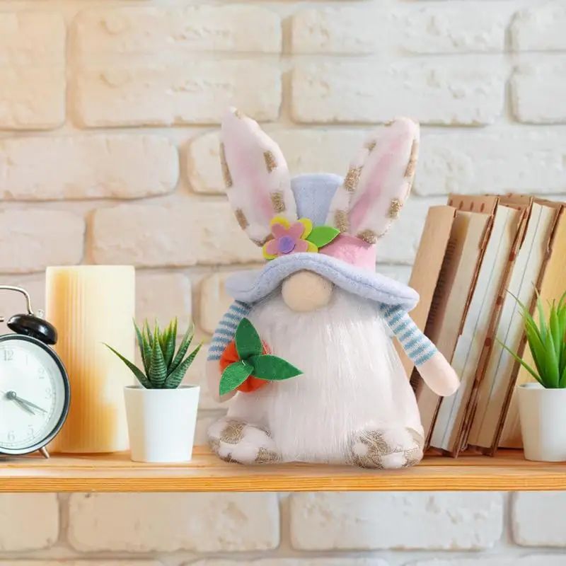 Пасхальные гномы без лица | Украшения для стола в виде ушей кролика из плюша
