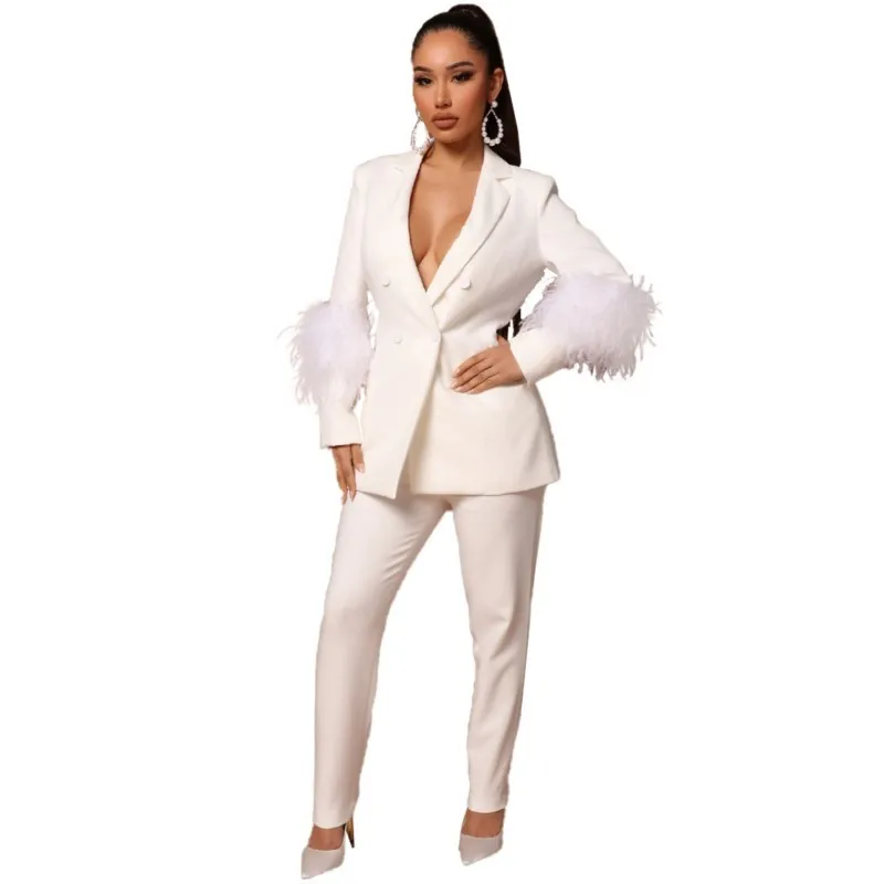Business Office Ladies Suit 2 Piece Solid Color Slim Long-sleeved Blazer + Long Pants Suit Casual Fashion Suit 2023 Spring S-XL