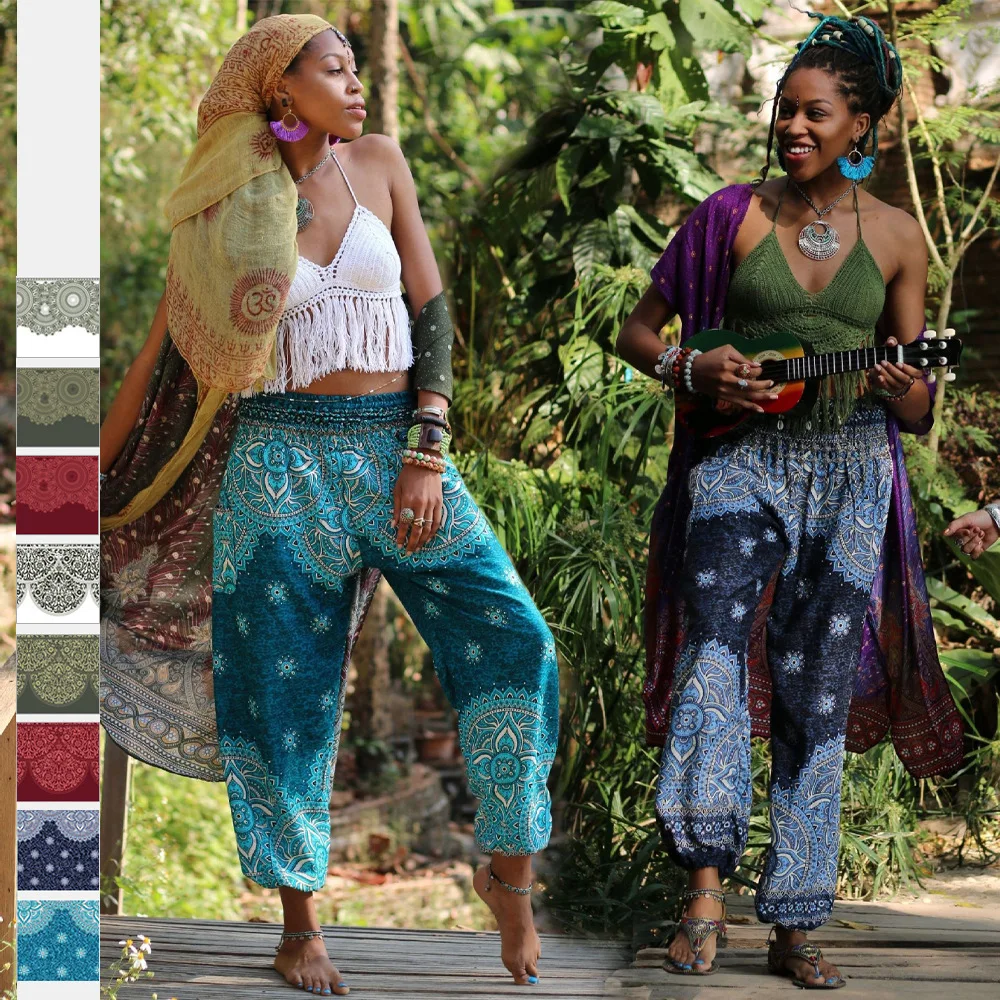 

2022 New Hot Selling Ethnic Printed Women's Legged Loose Sports Yoga Pants Lantern Dance Pants Legging Sport Fitness Leggings
