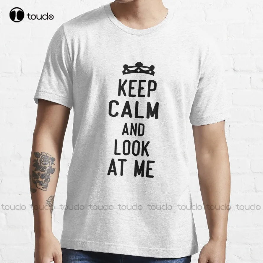 

Трендовая Футболка Keep Calm And Look At Me, винтажные рубашки, хлопковая уличная простая винтажная Повседневная футболка, дышащая хлопковая ткань