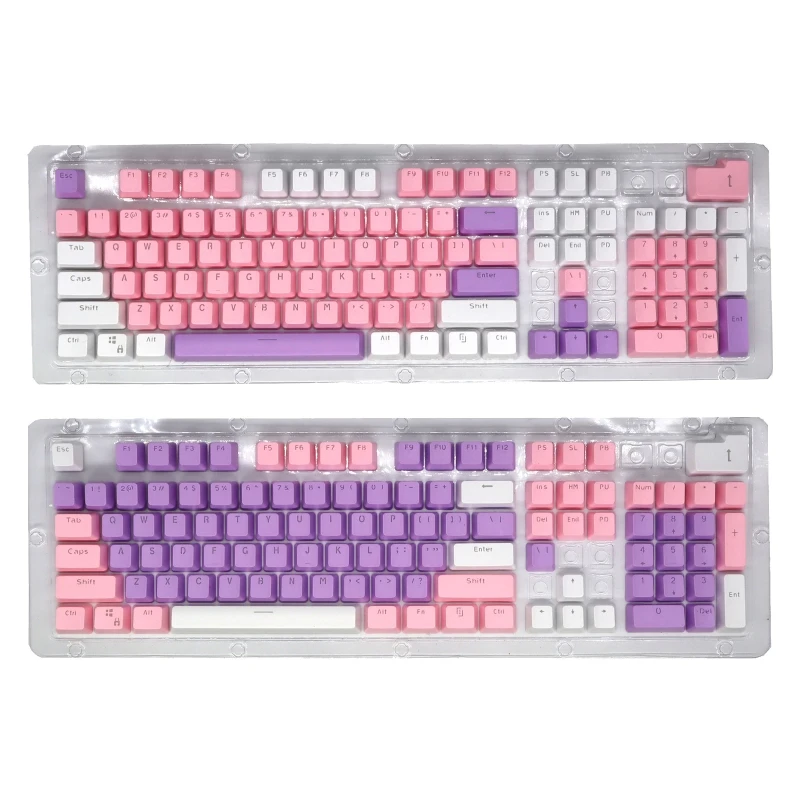 

Колпачки для клавиш с подсветкой, 104 клавиш, прозрачные колпачки для клавиш из АБС-пластика, многоцветные, фиолетовые, розовые, белые, для мех...