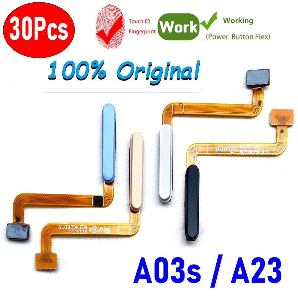 

30Pcs，Original For Samsung Galaxy A23 A235F A03S A037F Fingerprint Sensor Scanner Touch ID Connecter Menu Return Key Flex Cable