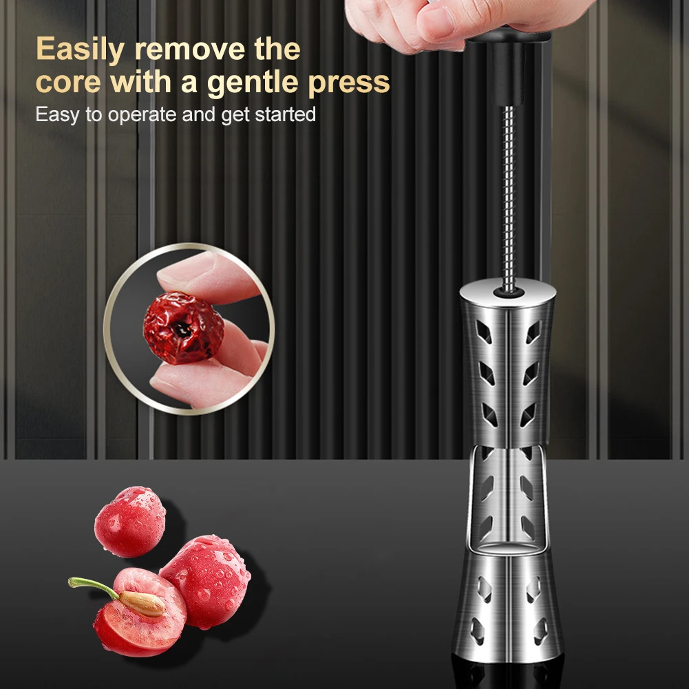 

Cherry Pitter 304 Stainless Steel Cherry Seed Remover Tool 12mm Pitter Size Press Type Stoner Fruit Pit Corer Kitchen Gadget