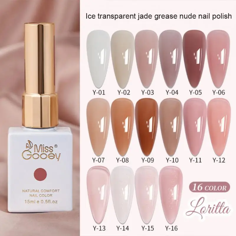 

15ml Milky Jelly White Rubber Base Gel Polish Pink Ice Transparent Color Soak Off UV LED Self-leveling Nail Gel Varnish Manicure
