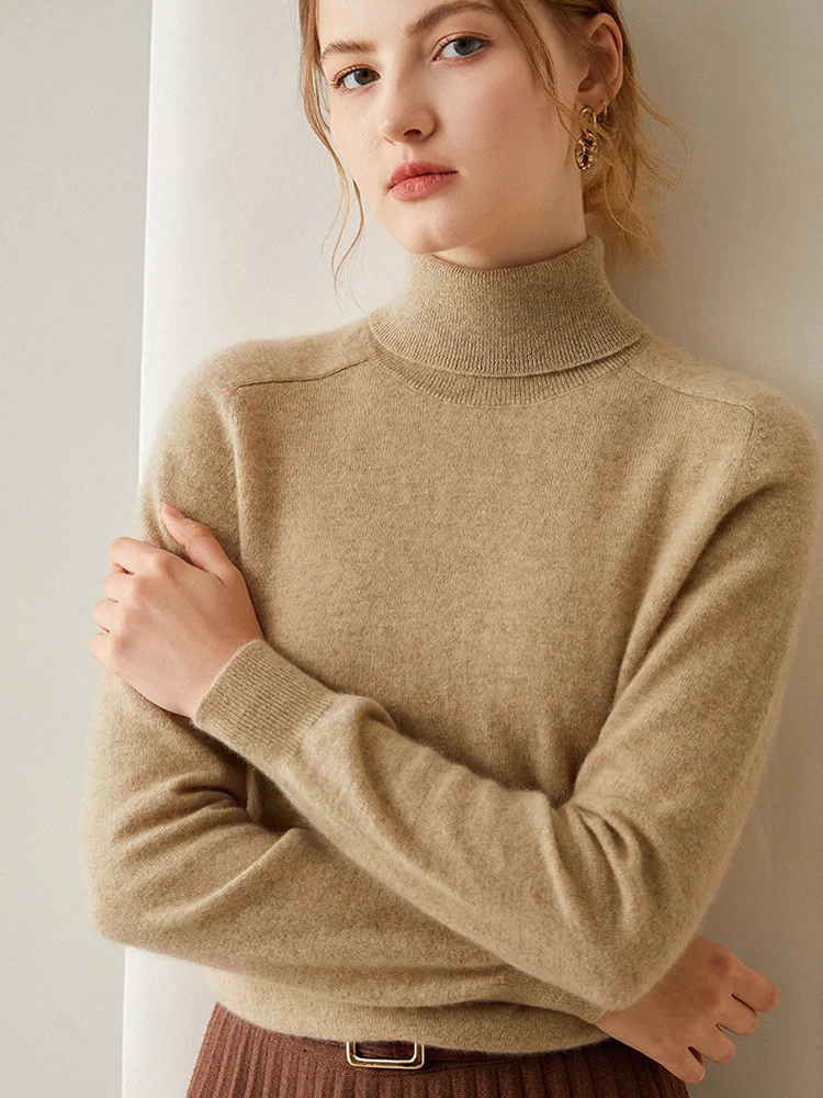 Autumn and winter turtleneck cashmere sweater women's 100% pure cashmere sweater turtleneck knitted bottoming shirt women