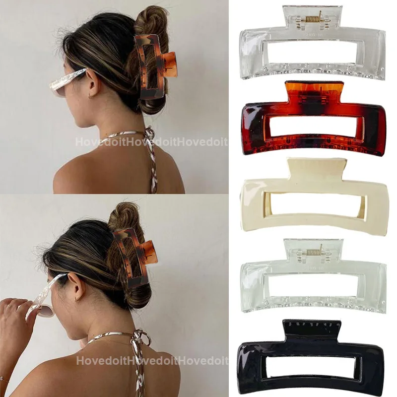 

Large Size Square Hair Claw Clip for Women Girls Hollow Hair Clips Acrylic Headband Hairpin Fashion Hair Accessories Gifts