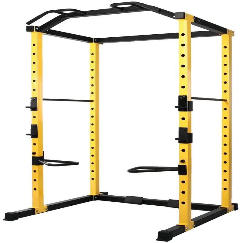 

Series 1000lb Capacity Multi-Function Adjustable Power Cage Power Rack with Optional Lat Pull-down and Cable Crossover, Power Ca