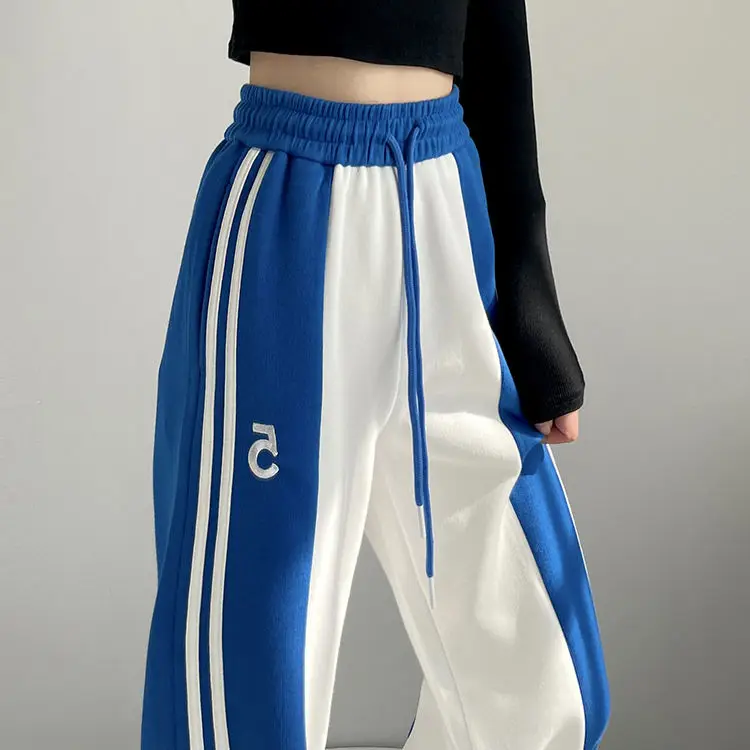 

2022 New Sportswear Women's Spring Style Splicing Design Sense Of High Street Pants Elastic Leisure High Waist Versatile Slim