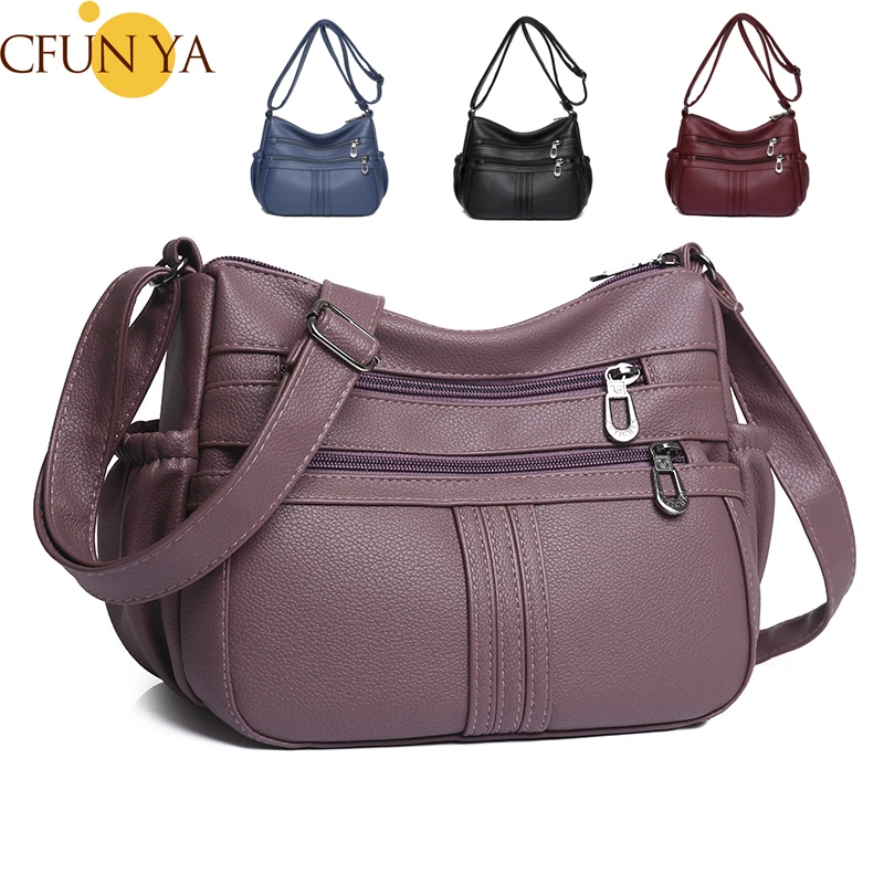 

CFUN YA New PU Women's Bag Soft Leather Female Handbags Ladies Messenger Tote Bag Mum Shoulder Crossbody Bags bolsa feminina