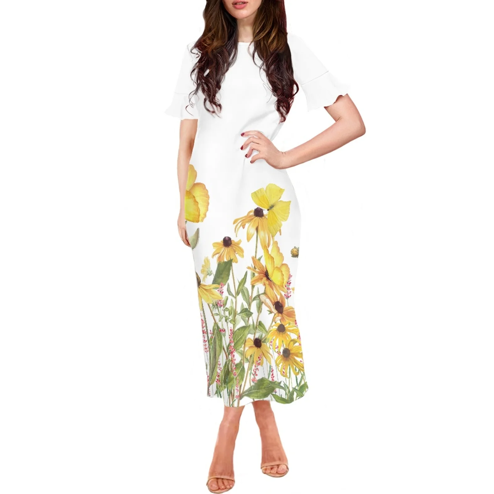 

Новое дизайнерское платье Chrysanthemum с принтом полинезийского племени, роскошное платье для вечерние в гавайском стиле, платье с коротким рука...