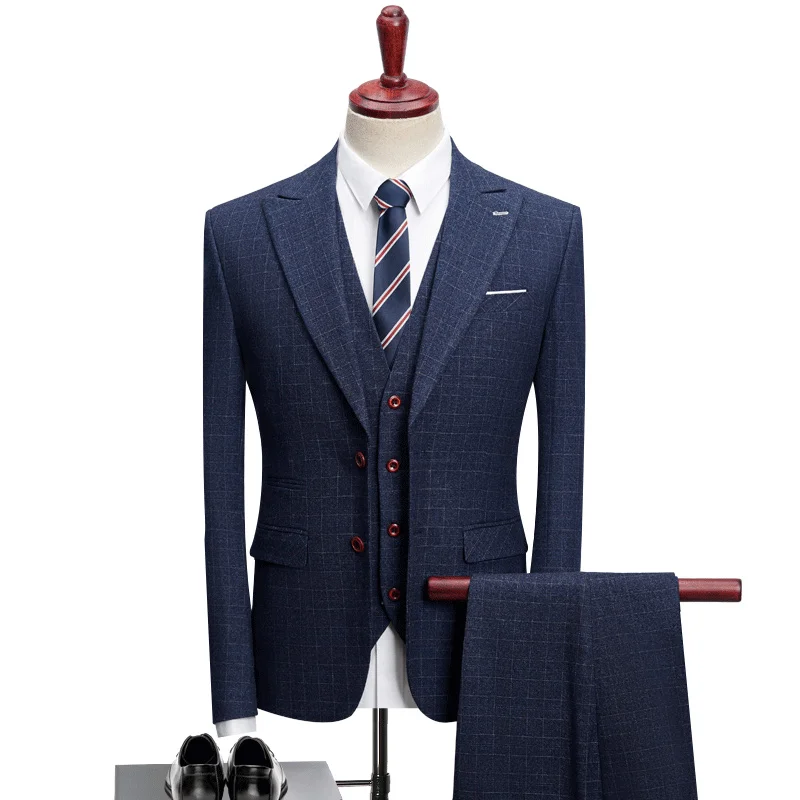 

[Jacket+Pants+Vest] 2022 Men's Suit Set Elegant Men Wedding Suits Groom Halloween Costume Peaky Blinders Cosplay Party Dresses