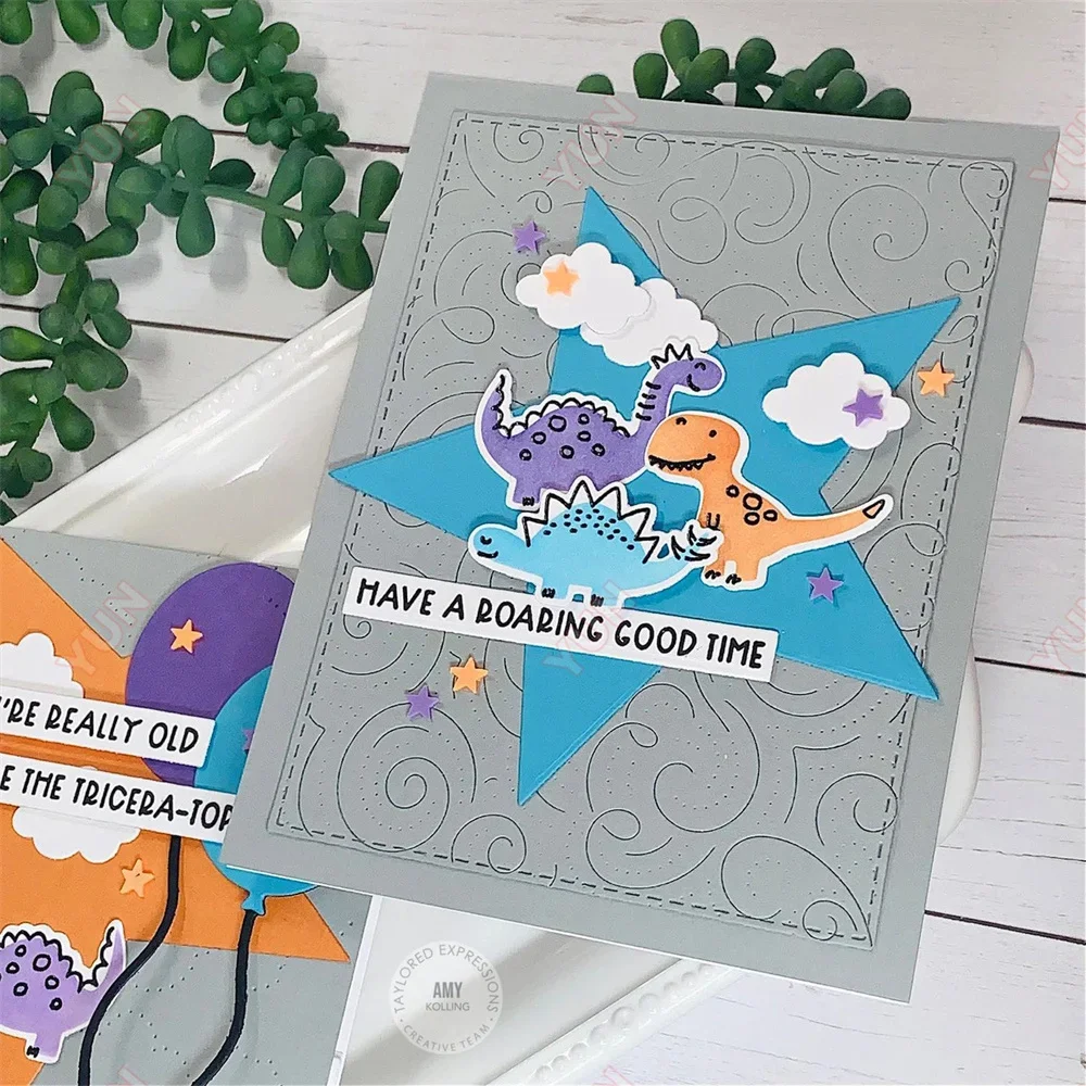 Мини-полоски металлические штампы и с изображением динозавра для скрапбукинга