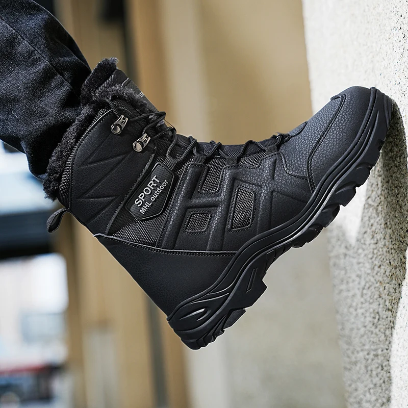 

Winter Fashion Snow Boots for Men Outdoor Anti-skid Botas De Hombre Comfortable Warm Lining Male High Shoes Casual Hard-wearing
