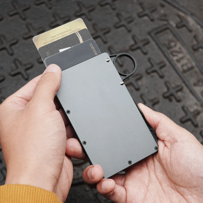 Kemy Anti Rfid Metal Bank Credit Card Holder Men Minimalist Wallets Slim Thin Tactical Business ID Cardholder Case Male Purse