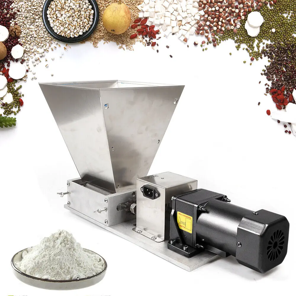 

Electric Rice Corn Grain Coffee Wheat Feed Mill Wet and Dry Cereals Grinder Malt Crusher 2 Roller with 4 Hopper 60W