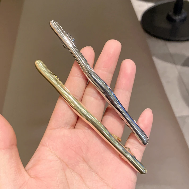 Женские Новые простые металлические длинные заколки-пряжки 11 см с золотистыми