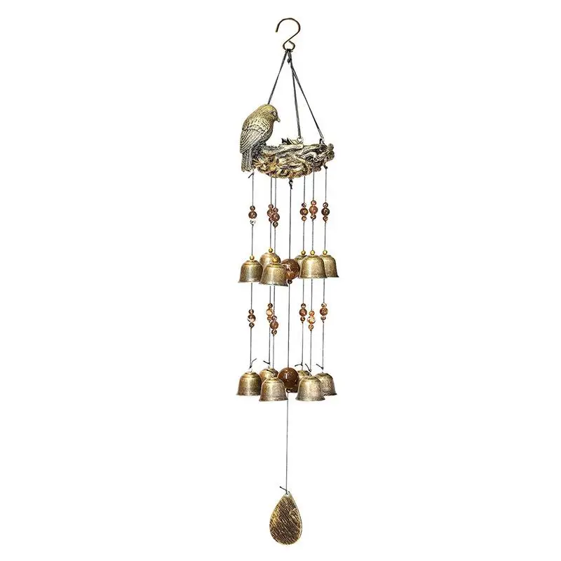 

Copper Bird Nest Wind Chime Birds Windchime With 12 Bells Mother's Love Gifts Outdoor Decoration Wind Chimes Clearance Ornament