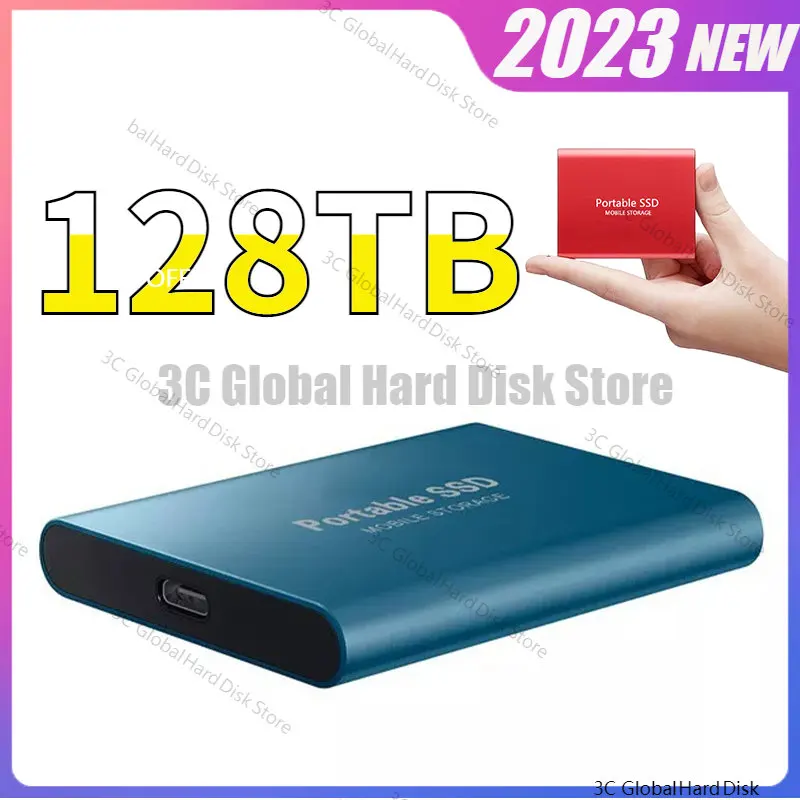 SSD 1TB High-speed Mobile Solid State Drive Portable 128TB External Storage Decives Type-C USB 3.1 Hard Disks for Laptop/PC/ Mac