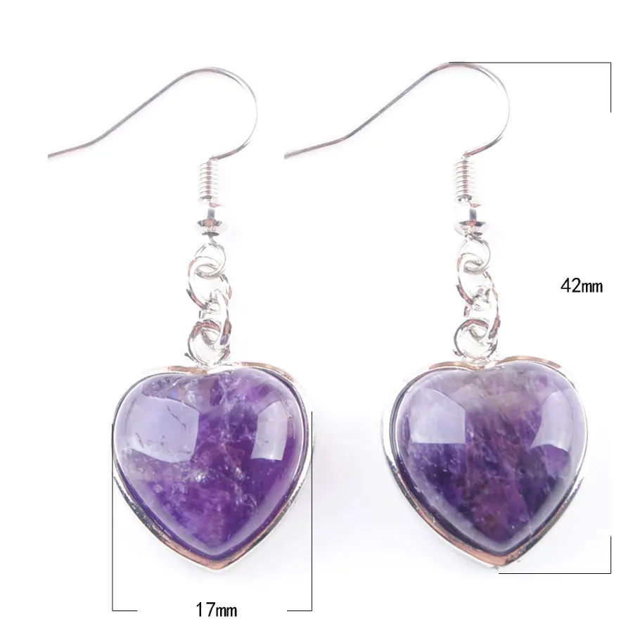 Висячие серьги из натурального камня серьги-капли в форме сердца с розовым