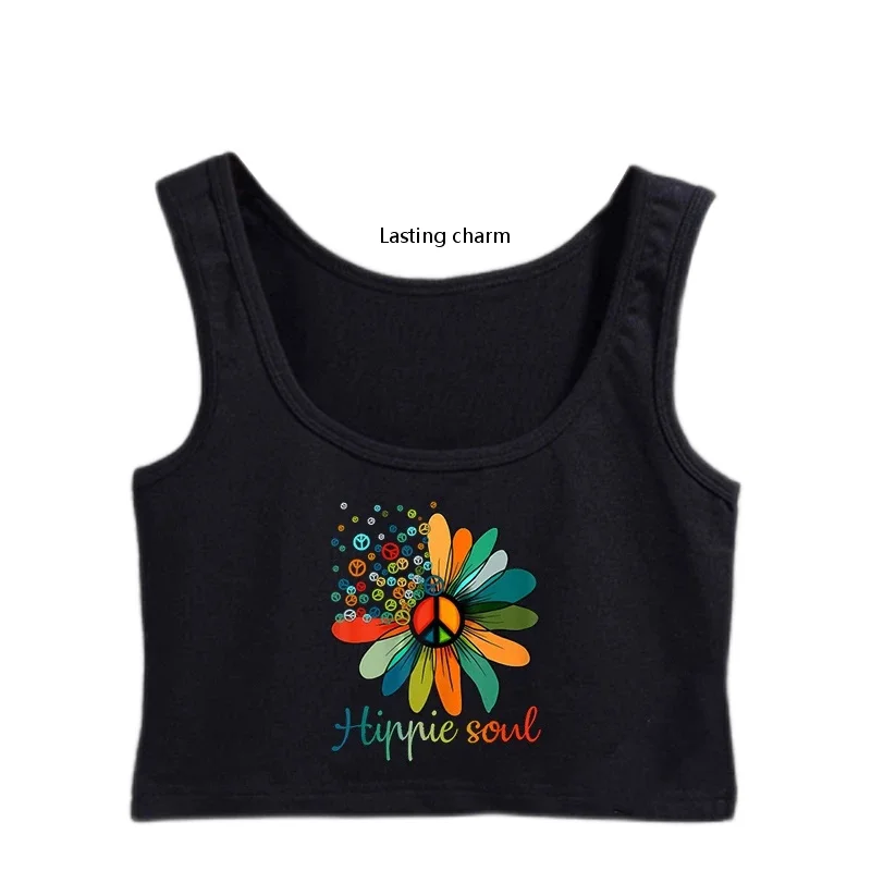 

Lasting charm daisy peace hippie sign Flower-loving buds crop-top