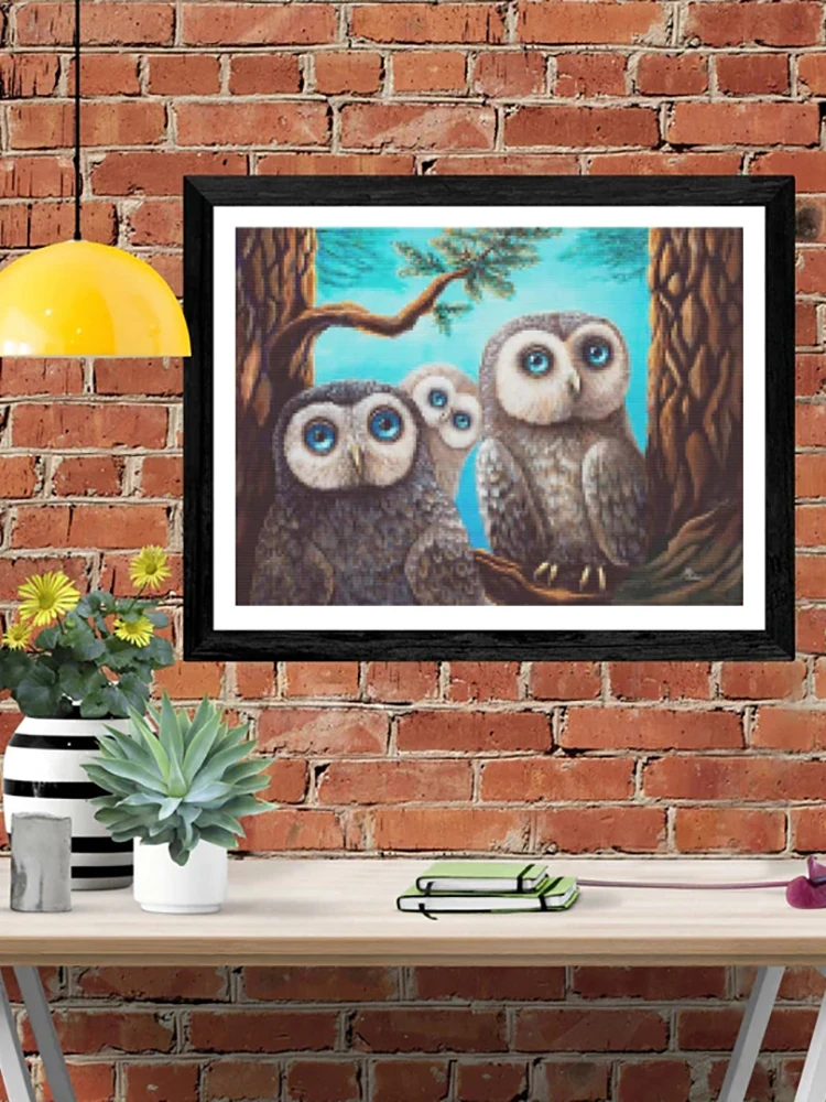 

DIY-5D Diamond Painting Owl Family Splice Set Full Diamond Embroidery Mosaic Picture Closed