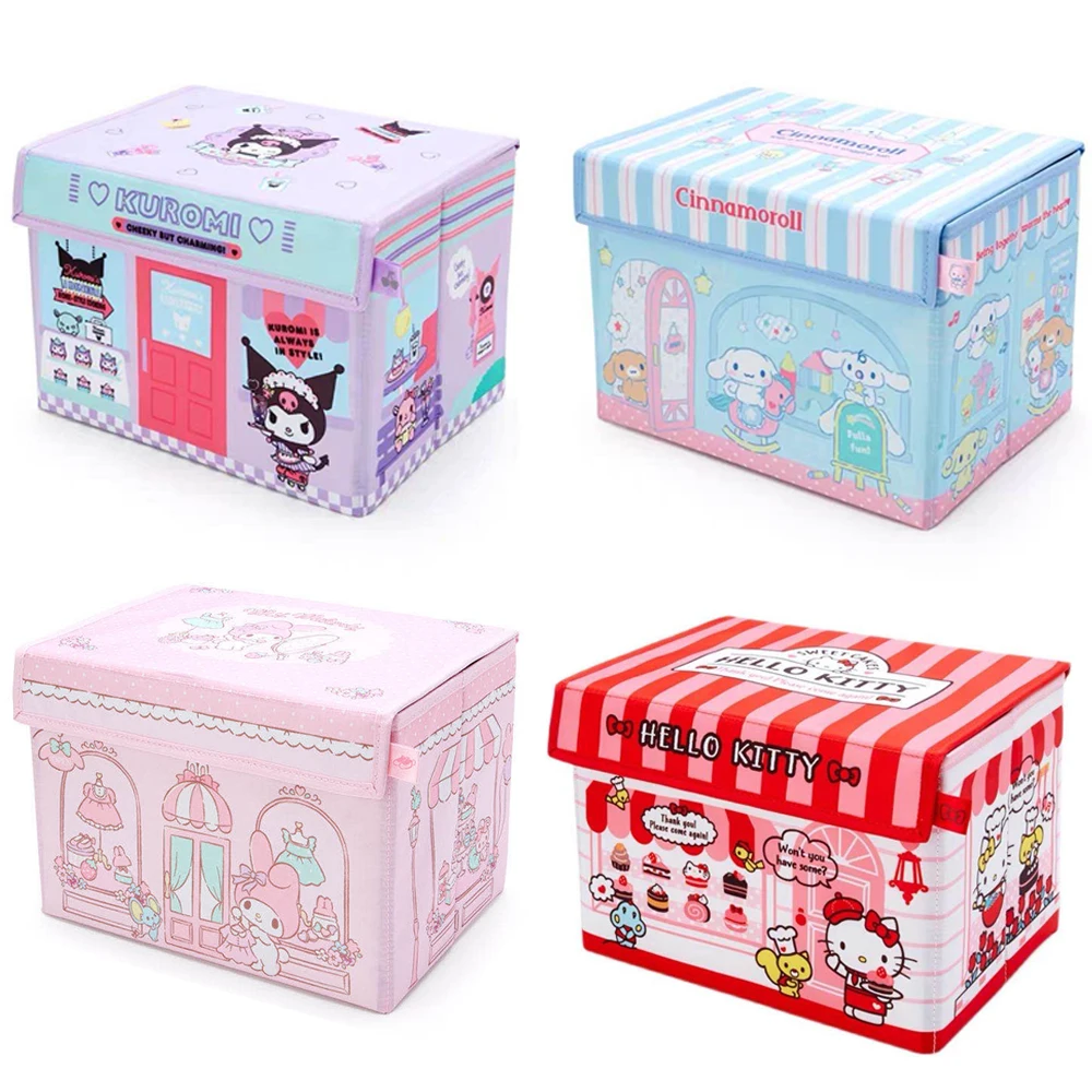 

Sanrios Kuromi My Melody Cinnamoroll Hellokittys помпон с крышкой складная коробка для хранения школьное общежитие товары для одежды коробка для места