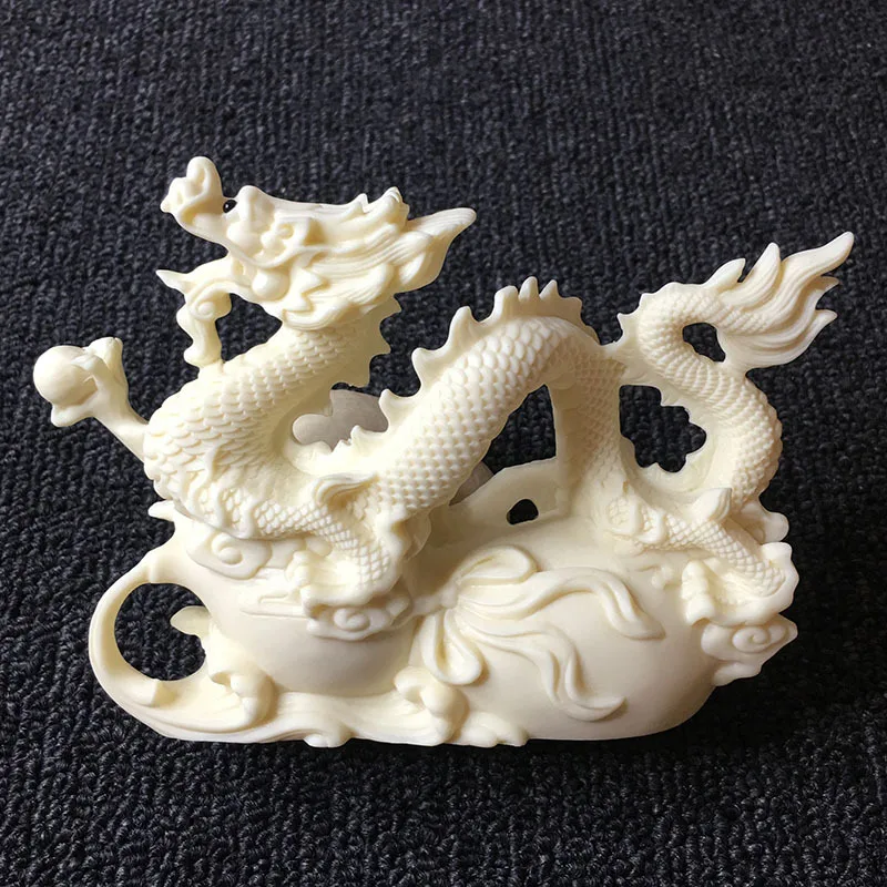 

Ivory Nut Carved Dragon Beads Gun and Rose Decoration Car Crafts Gift Box home decor living room decor