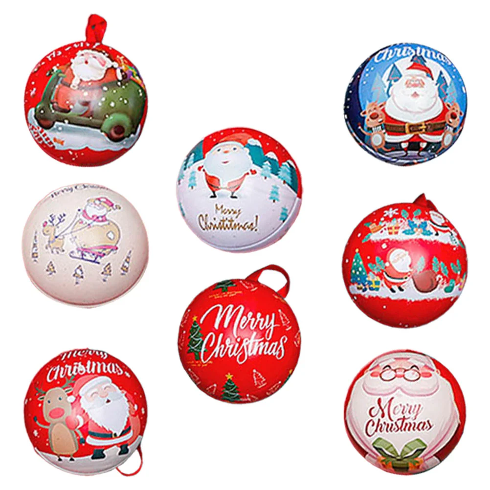 

8 Pcs Christmas Present Candy Canister Xmas Tree Decorations Hanging Ornament Holder Container Gift Case Jar Storage Ball