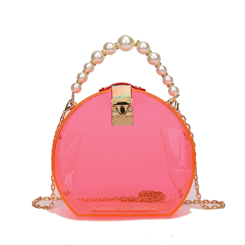 Round Clutch Luxury Handbags Women Bgas Designer Messenger Beach Travel Summer Acrylic Hand Bags Marbling White Acrylic Purse