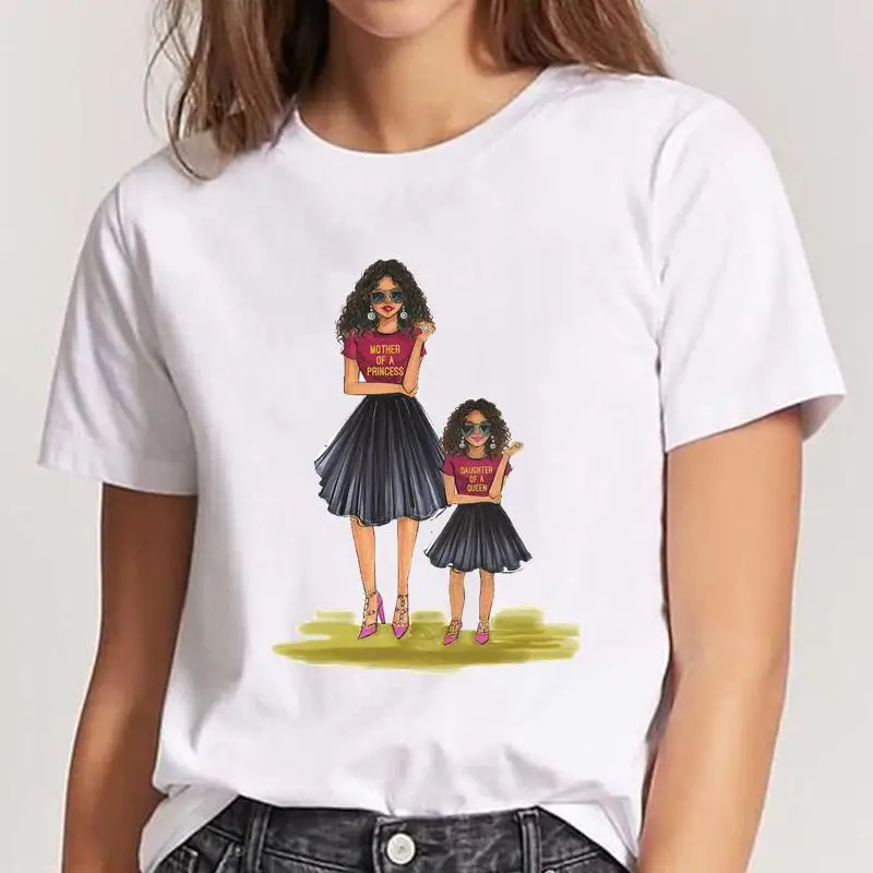 Футболка женская с принтом модная рубашка коротким рукавом для дочери и мамы в