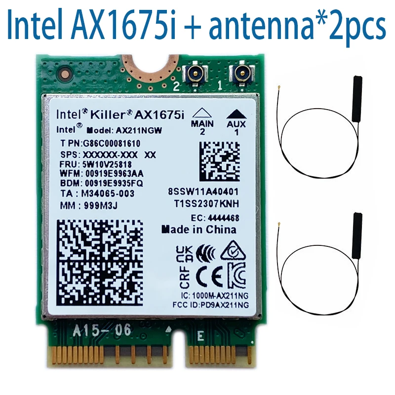 Killer AX1675i Wi-Fi 6E M.2 Key E CNVio 2 Tri Band 2.4G/5G/6Ghz Беспроводная сетевая карта AX211 для Bluetooth 5.2