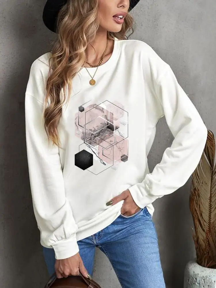 

Abstract Trend 90s Style Pullovers Autumn Spring Clothing Women Clothes Casual Print Fashion Wear Graphic Sweatshirts