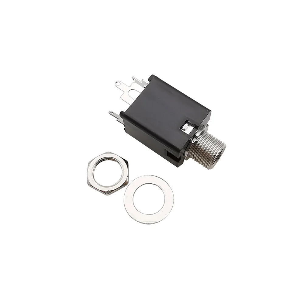Фото PJ-612A Audio Jack 6.35mm 1/4inch Female Socket 3/5 Pin Stereo Audio Microphone Guitar TRS Plugs Connector Nut Panel Mount №5
