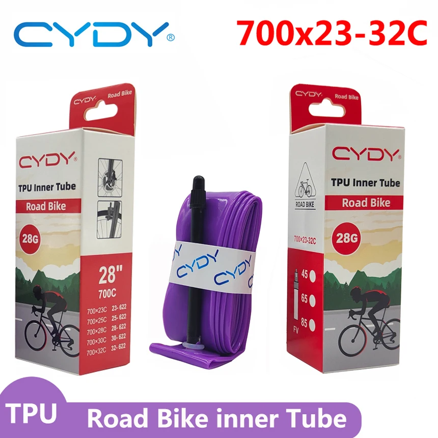 

CYDY Road Bike Inner Tube TPU Ultralight 700x23 25 28 30 32C Bicycle 700C Tire French Valve 45/65/85MM Light Tube Cycling tyre