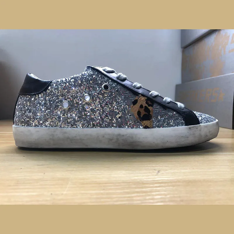 

Four Seasons New Parent-child Fashion Leopard Print Sequin Stitching Retro Small Dirty Shoes Sports Casual Shoes Non-slip ST401