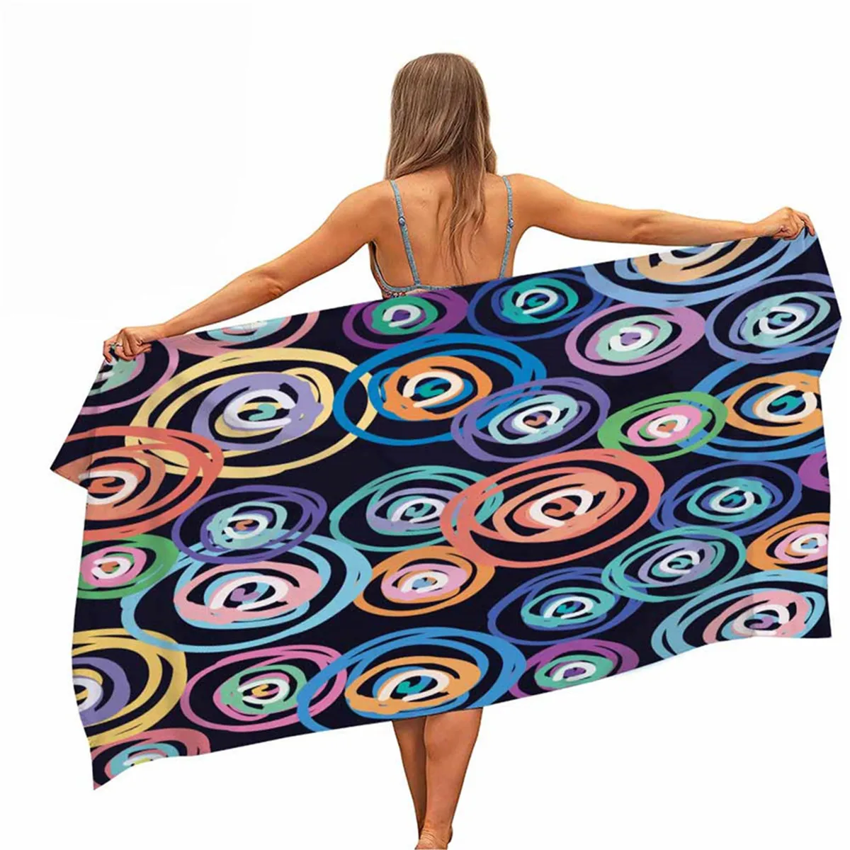 

Plaid Circle Microfiber Beach Towel Portable Quick Fast Dry Outdoor Travel Camping Swim Blanket Thin Yoga Gym Mat for Women Men
