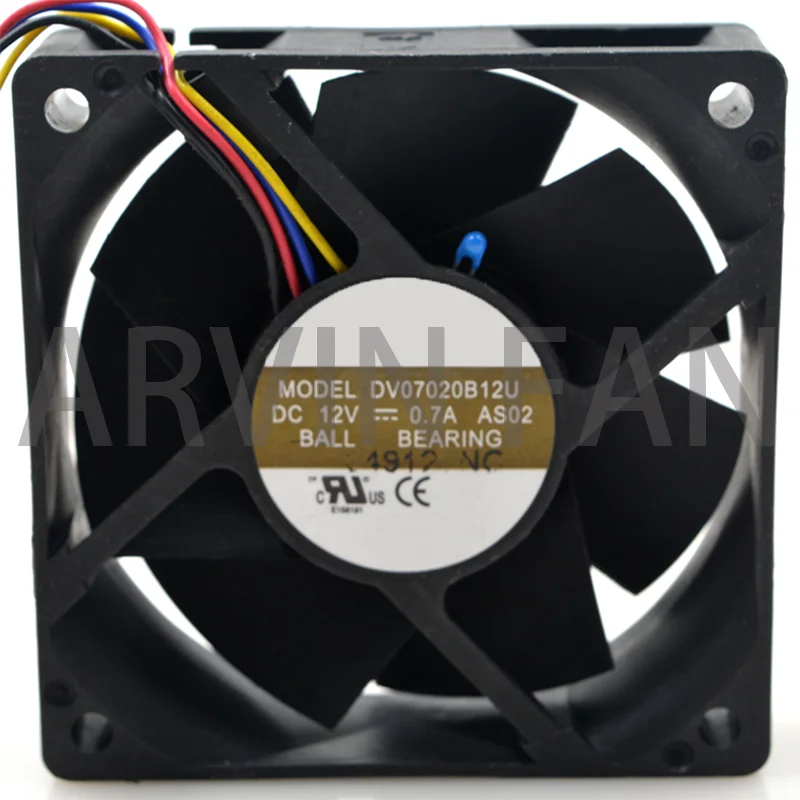 Оригинальный вентилятор с двумя шарикоподшипниками для DV07020B12U 7020, 70 мм, 7 см, постоянный ток 12 В, 0,7a, инвертор сервера, охлаждающий вентилятор