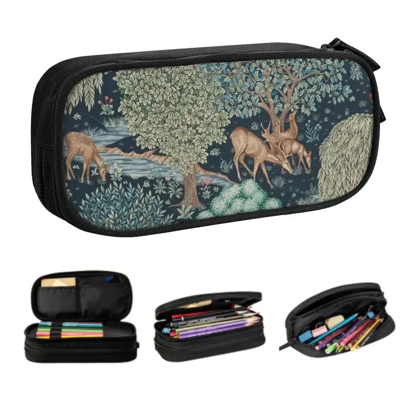 

Custom William Morris Deer Cute Pencil Cases Girl Boy Large Capacity Textile Pattern Pencil Pouch School Accessories
