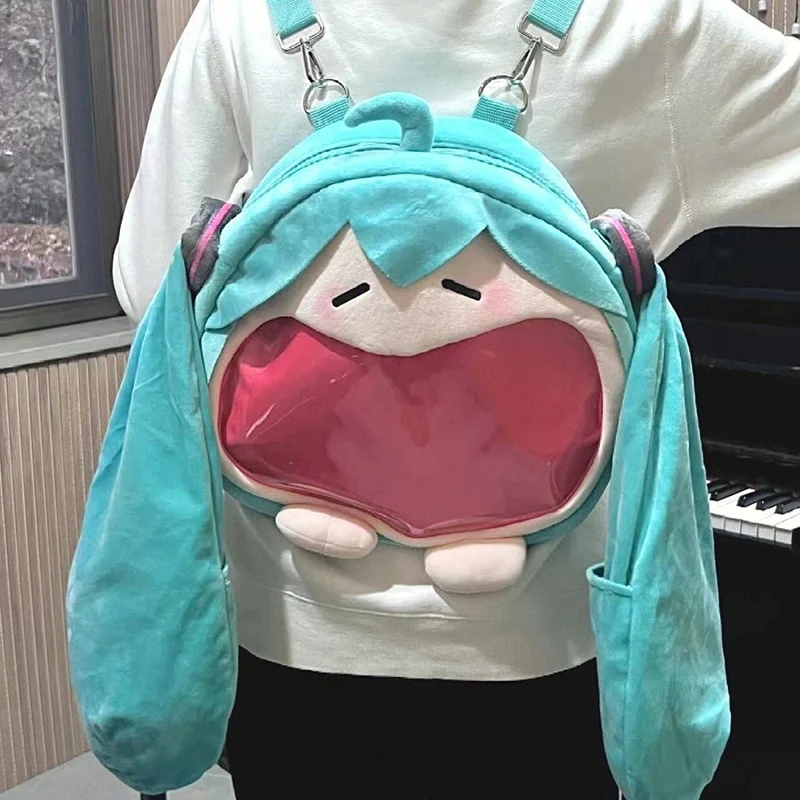 

New Hatsune Miku Cartoon Shoulder Bag Painful Packet Cute Anime Girl Plush Backpack Knapsack Student Bag Kids Gifts Kawaii Toys