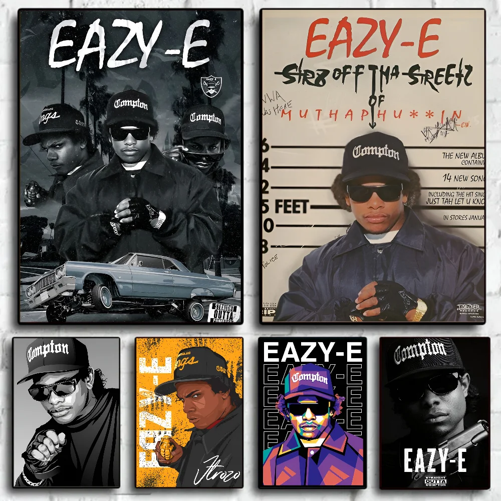 Хип-хоп Музыкальные Звезды Eazy-e Cube Ice Плакат - Классический Стиль Белая Бумага