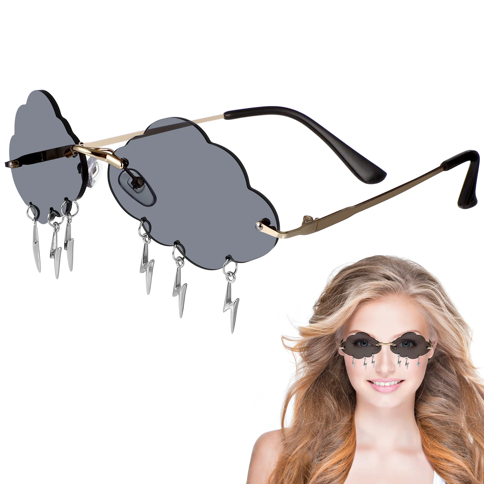 

1 Pair of Cloud Sunglasses Irregular Sunglasses Rimless Fashion Glasses Party Eyewear